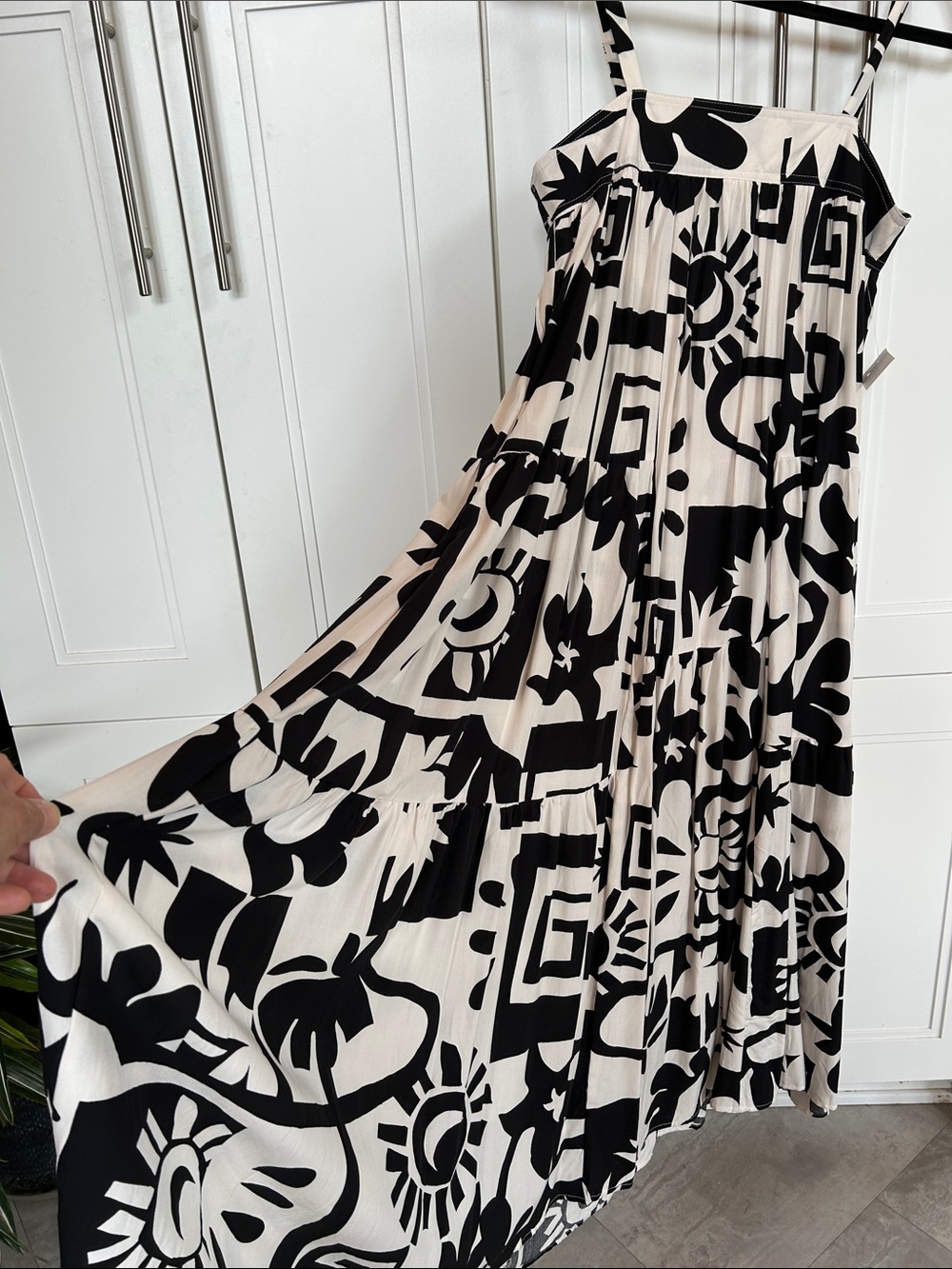 Abel The Label Black & Cream Print Maxi Sundress
